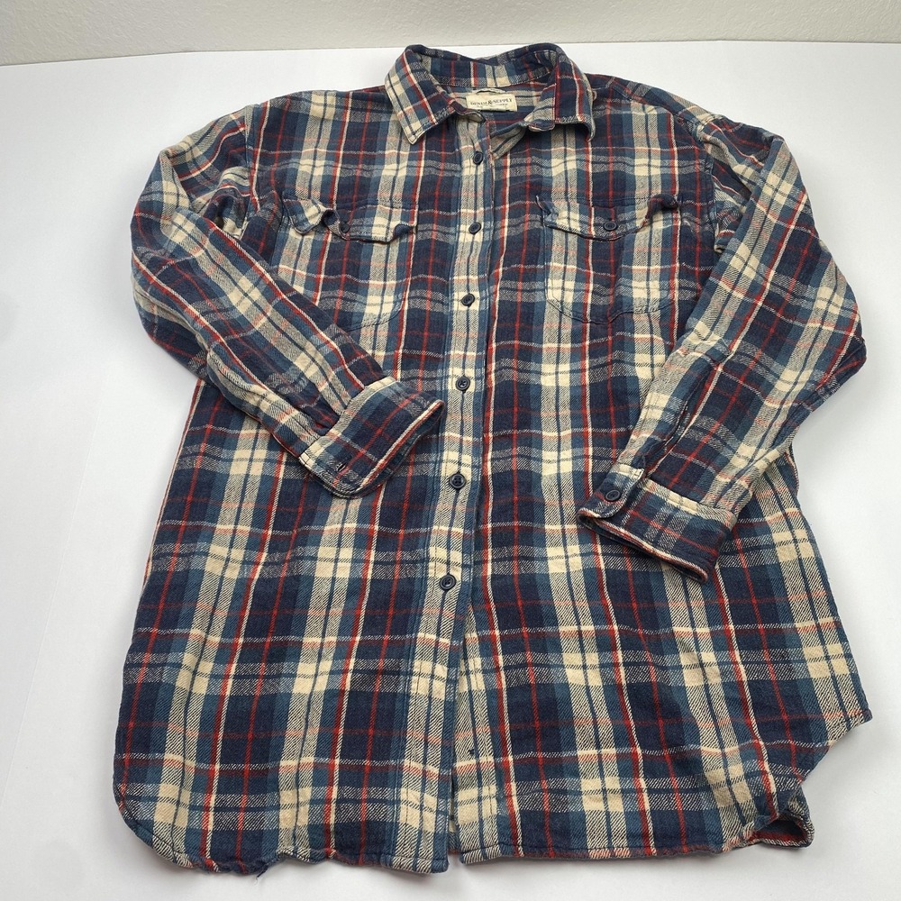 Denim & Supply Ralph Lauren Mens Small Plaid Flannel RL Big Shirt Blue Red